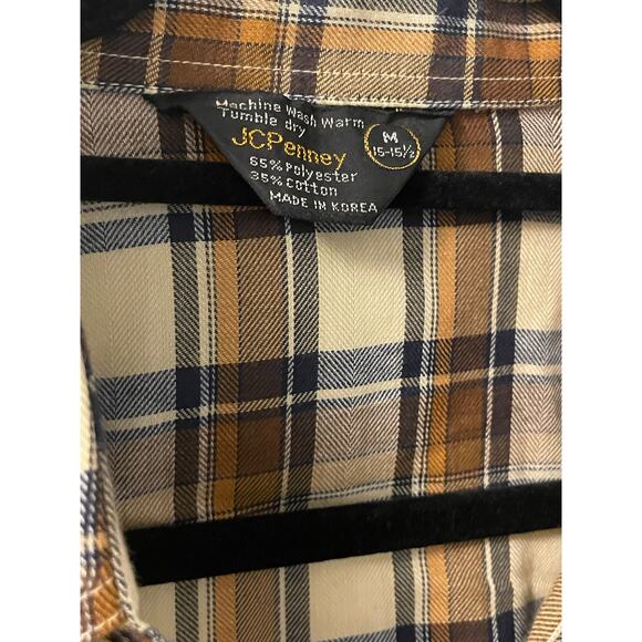 Vintage 80s J.C. Penny’s Brown Flannel Button Down Long Sleeve Shirt Adult Med - Picture 2 of 4